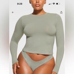 SKIMS NWT Long Sleeved Cotton Jersey T-Shirt - Mineral